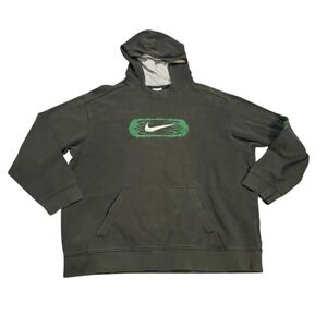Nike Embroidered Flames Hoodie‎ Two Tone Green Youth XL/Womens Small Vintage